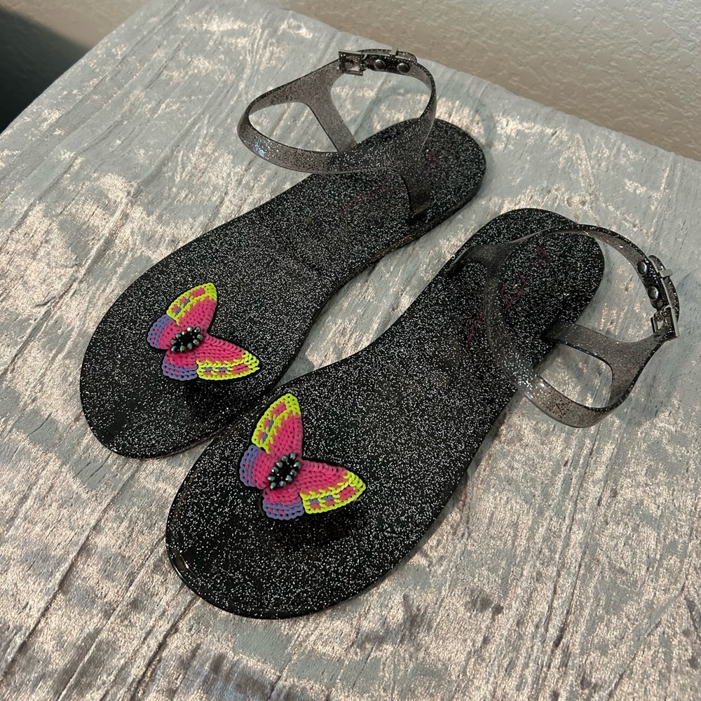 Black Betsey Johnson sandals, size 9 , used-like new